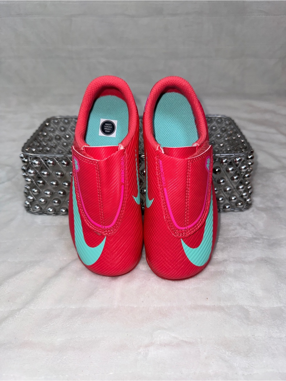 Nike Jr Mercurial Vapor 16 Club Cleats Ember Glow Pink Teal Sz 11C FQ8290-800 - Picture 3 of 15